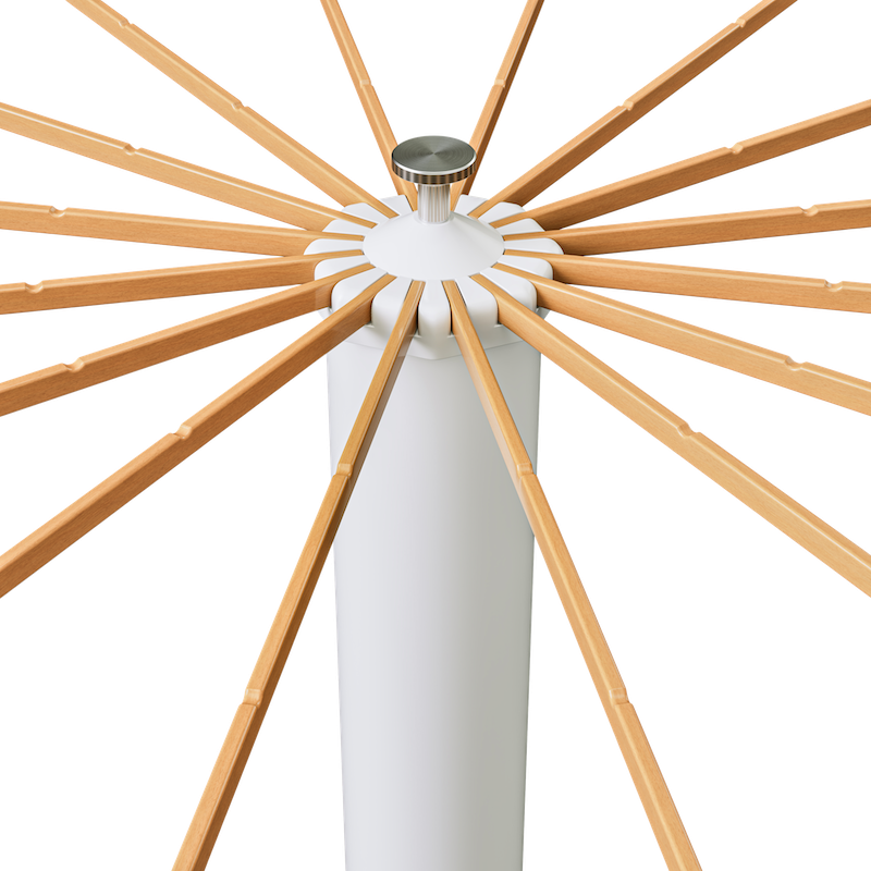 Illustration du séchoir à linge SmartRack – avec sommet chromé argenté, design nordique, qualité et esthétique