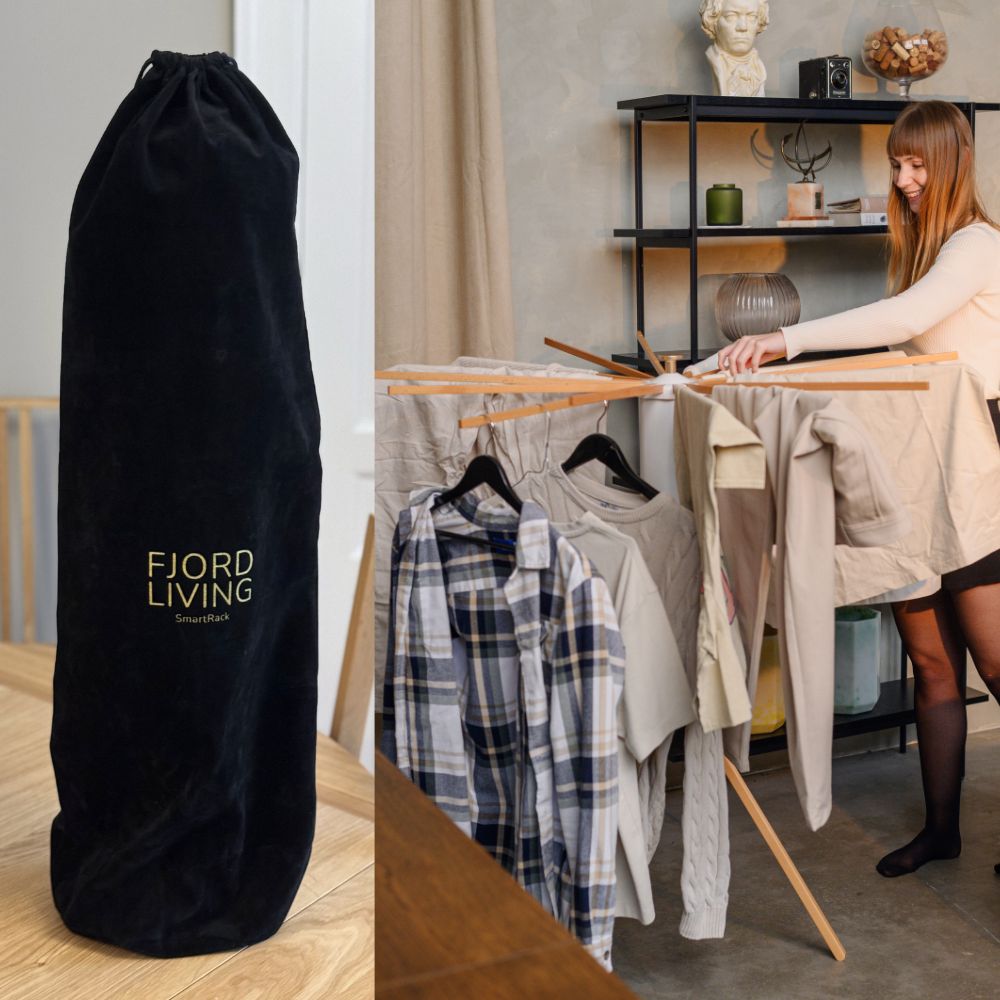 SmartRack Limited Edition Laiton – séchoir à linge avec sommet doré et housse de rangement en velours
